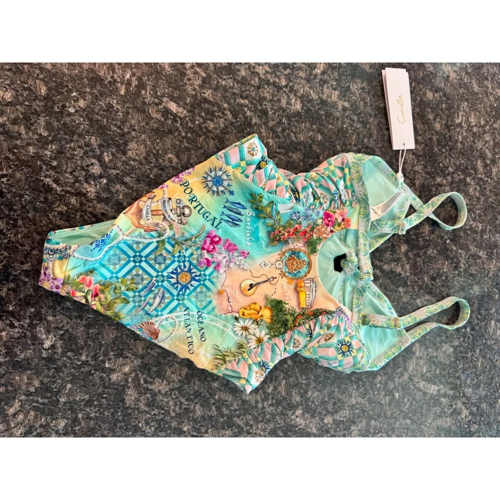 Camilla Just Coasting Knot Front Panelled One Piece Swimsuit Oceano Atlantico‎ S